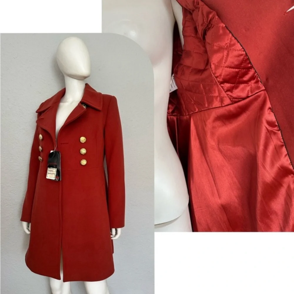 NWT WOMEN’S DOUBLE-BREASTED COAT‎ NOTCHED COLLAR LINED PEACOAT